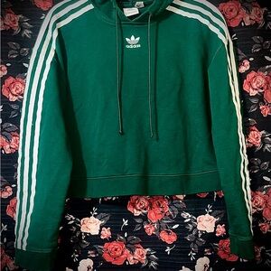 Cropped adidas forest green hoodie xs NWOT